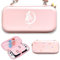 BelugaDesign Moon Switch Carrying Case | Pastel Hard Travel Shell Compatible with Nintendo Switch Standard Lite OLED | Cute Moon Silhouette Heart Magic Bow Design (Pink)