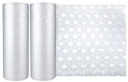 2 Rolls Air Cushion Film 985ft Length Each Roll, Total Length 1970ft, Size 15.7inch x 11.8inch, Air Pillow Bubble Bags Film, Air Cushion Machine Not Included