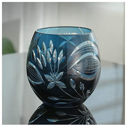 QINGGANGLING999 Verre A Eau 10 oz (Environ 320 ML) Verre Rocheux gravé à la Main approprié pour l'Ecosse, Le Rhum, Le gin, Le Cognac, Le Verre de Cocktails Vintage Gobelets à Eau (Color : Blue)