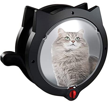 Haustierklappe Schwarze Haustür Wandmontierte Katzentür, 4-Wege-Verriegelungstarttür, Wetterfeste Haustiertür for Katzen Und Hunde Mit Umfang <27 cm (Color : Black)