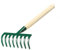 KADAX Rastrillo de mano, pequeño rastrillo de metal con mango corto de madera para jardinería, rastrillo de jardín duradero para aflojar el suelo y eliminar malas hierbas (verde, 8 dientes)