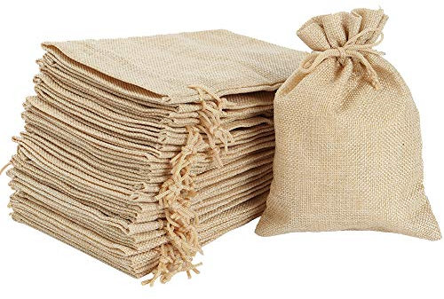 Saquitos de yute, 24 unidades pequeñas para rellenar, 7 x 9 cm, bolsas de lino, bolsas de regalo, bolsas de tela con cordón, bolsas de regalo, buenas para manualidades, regalos, fiestas, joyas