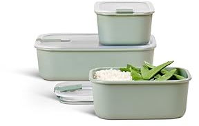 Mepal – Frischhaltedosen set 3-teilig EasyClip – Schüssel mit Deckel & Klickverschluss – Geeignet für Mikrowelle, Dampfgarer, Kühl- und Gefrierschrank – 2 x 700 ml + 1500 ml – Nordic sage