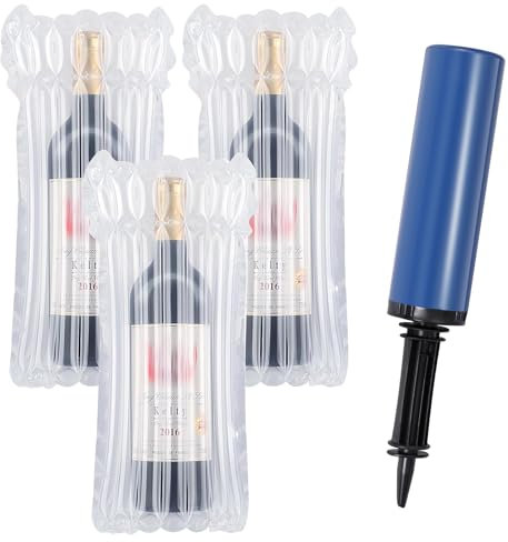 20Pack Wine Bottle Protectors for Travel Air Pump Inflatable Air Column Bags Reusable Bubble Cushion Wrap Sleeves with Pump for Safety Shipping