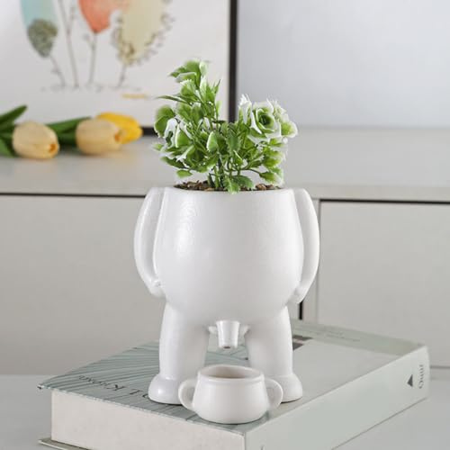Piss Pot Pflanzgefäß, Neuheit, pinkelnd, lustige Vase, Pflanzgefäß, Sukkulenten, Heimdekoration, lustige Geschenkidee für Pflanzenliebhaber (weiß)