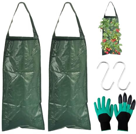 HDGSAFD 2 sacs de plantation, 1 paire de fourreaux, 2 crochets, sacs de plantation suspendus à 8 trous pour l'extérieur, respirants