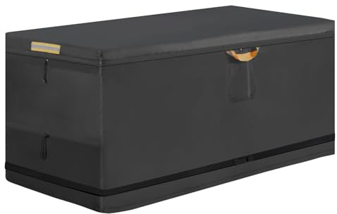 Housse Coffre Jardin avec fermeture à glissière imperméable, Housse Coffre Rangement Exterieur 600D Oxford avec 3 bandes réfléchissantes et 5,2 m de sangle à boucle coupe-vent (160 x 75 x 70 cm)