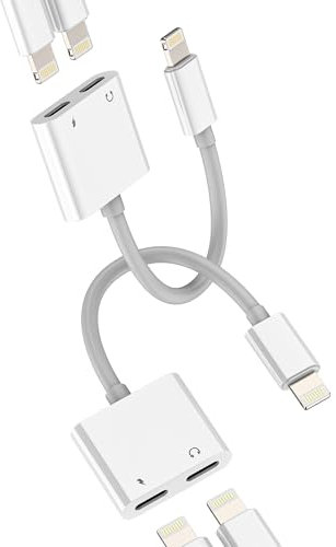 for iPhone Headphone Adapter Dual Lightning Jack Splitter (2pack)2 in 1 for Apple iPad Mini 14 pro Max Audio Cable Earphone Charger Adaptor Aux Charging Converter Dongle Car Port Charge Plug Connector