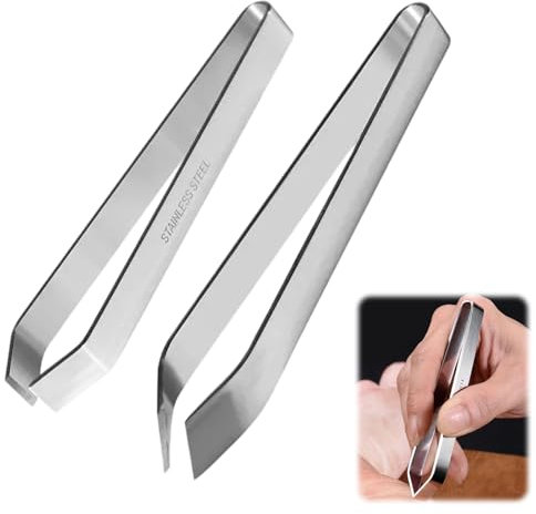 2 PCS Stainless Steel Fish Tweezers Set - Professional Flat & Slant Pliers for Fish Bone Removal, Poultry Feather Plucking, Kitchen & Culinary Use
