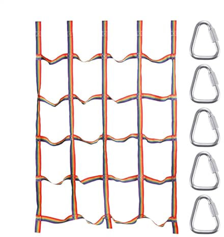 Rainbow Climbing Cargo Net - Kids Outdoor Jungle Gym Rope, High-Strength Obstacle Ladder | Heavy-Duty Net for Adventure, Fitness & Courses, Supports Up to 551lbs for Climbing