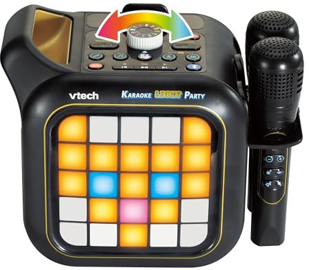 Vtech Karaoke Light Party – Bluetooth-Karaoke-Maschine inkl. 2 kabellosen Mikrofonen – Mit Partyspielen, Gesangs- und Stimmverzerrer-Effekten, Gesangsausblendung – 35-Watt-Lautsprecher