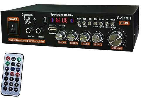 Casstaly 1000W G919H Amplificador de Potencia HiFi Bluetooth 5.0 para el Hogar con Audio Subwoofer Altavoces USB-Enchufe de la UE