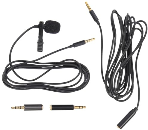 SHINEOFI Kit Microphone D’Enregistrement Omnidirectionnel 2 Ensembles Coque Métal Or Câble Extension 2M et Adaptateurs Universels pour Téléphone Ordinateur et Webcam Accessoires Micro