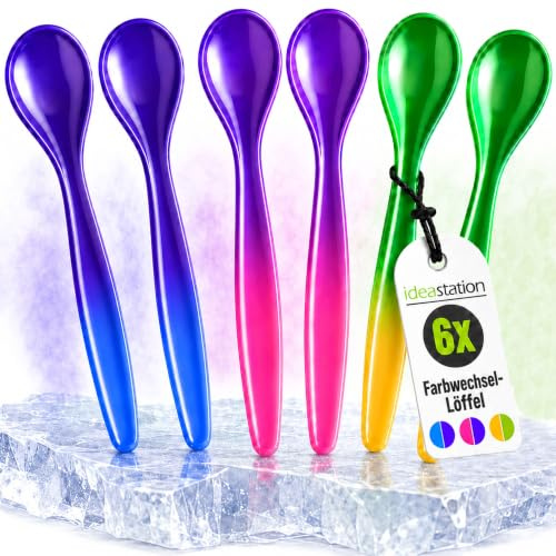 idea-station Juego de 6 cucharas de plástico que cambian de color