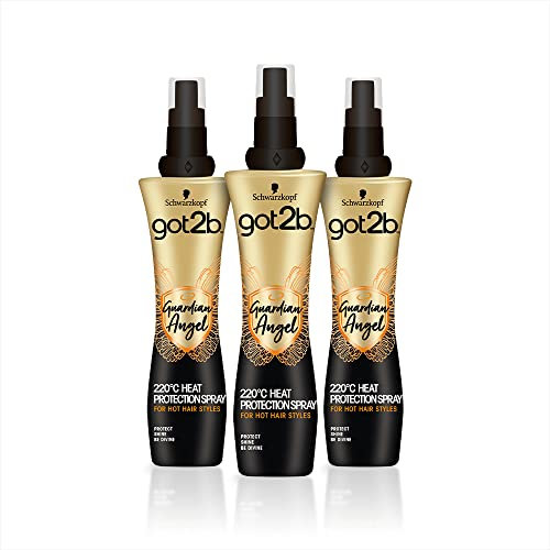 got2b Spray Protector Calor Cabello Guardian Angel (3 x 300 ml), protector térmico pelo que protege hasta 230 °C, con hasta 96 h de control anti frizz, fórmula vegana**
