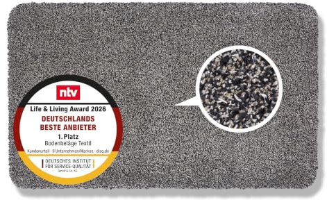 Rutschfeste Schmutzfangmatte innen waschbar Anthrazit 90x150cm rechteckig | Saugfähige Sauberlaufmatte Innenbereich Entra SAUGSTARK pflegeleicht Sauberlaufmatte 100% Baumwolle Türmatte robust Fußmatte