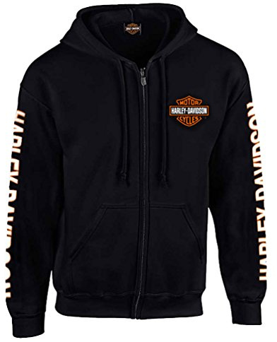 Harley-Davidson Men's Hooded Sweatshirt, Bar & Shield Zip Black Hoodie 30299142