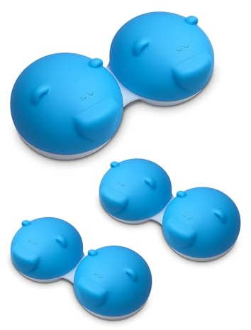 SPORTS WORLD VISION 3PCS Blue Bear Range Contact Lens Cases | Cute Animal Lens Holder Case | Lightweight, Portable & Distinctive Design |Contact Lens Travel case, Storage/Soaking Lens Solution Box