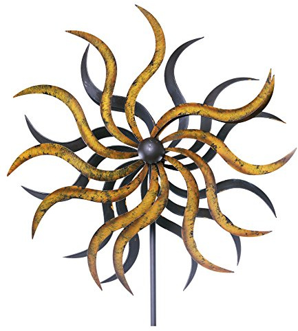 XL Windrad Windspiel Sonne Gartendeko Deko Metall gelb gold 185 cm 213729 F31
