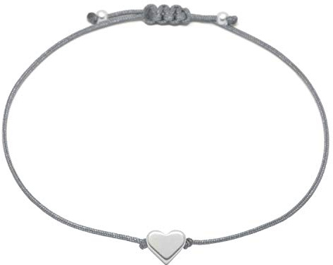 Selfmade Jewelry Armband Damen Herz Silber Handmade Makramee Armbändchen mit Herzchen Größenverstellbar Inkl. Geschenk-Verpackung