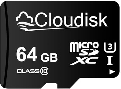 Cloudisk 64GB Tarjetas microSD microSDXC UHS-I Tarjeta de Memoria, C10, U3, Full HD, 4K UHD, Tarjeta TF de Alta Velocidad 64GB Micro SD Card