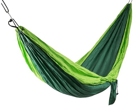 ZOLLNER Hängematte 275x140 cm - Ultraleicht - für eine Person - atmungsaktiv und schnelltrocknend - mit integrierter Tragetasche - Ultra Leichter Stoff - extrem belastbar - in grün
