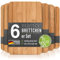 6er-Set Frühstücksbrettchen aus Bambus Holz - 22x14x0,8cm Holzbrettchen Set Brettchen Frühstücksbrett Holzbrett