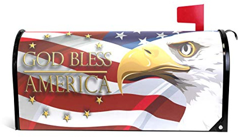 ZZKKO Magnetic Mailbox Covers American Flag and Eagle God Bless America Letter Box Cover Colorful Painting Graden Outdoor Decorations,20.8x18 Inch Standard Size,Multicolor