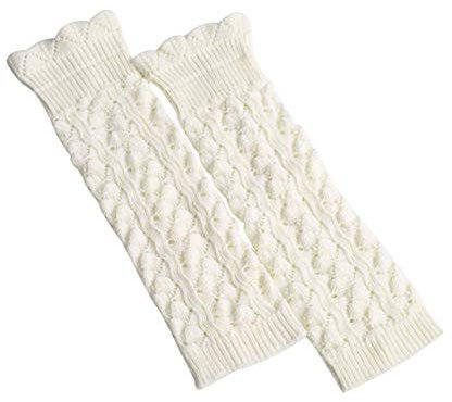 ACVIP Damen Lange Imitation Spitze Hohle Stulpen Beinstulpen Warme Legwarmers(Weiß)
