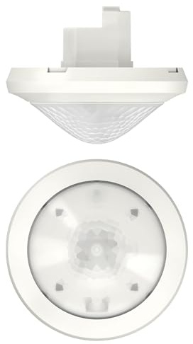 Theben 2080520 theRonda S360-100 UP WH I Detector de Presencia infrarrojo pasivo I Montaje Empotrado en Techo I Zona de detección Redonda 360° Ø 8 m (50 m²) I 1 Canal luz I PIR