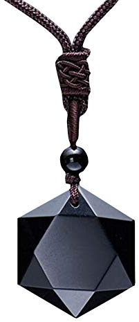 Natürlicher Obsidian Hexagon Stern Anhänger Kette Lucky Love Halskette Sternbild Schmuck für Männer und Frauen