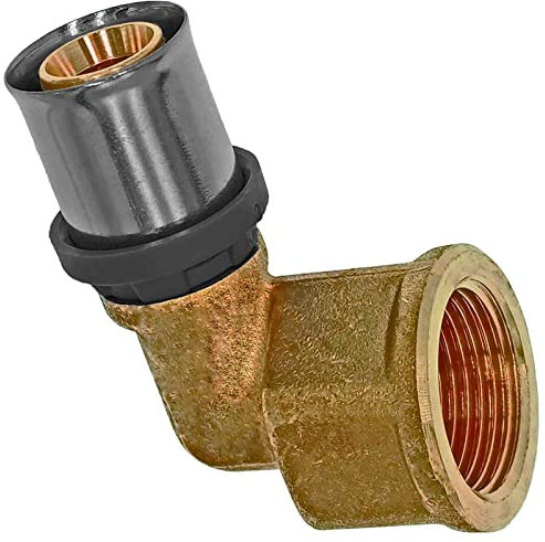 Übergang Winkel 90° Grad mit 3/4 Rohr Zoll Innengewinde IG für 20,0 x 2,0 mm Mehrschicht Alu Verbundrohr Außendurchmesser x Wandstärke Press Fitting aus Messing TH U Profil Kontur