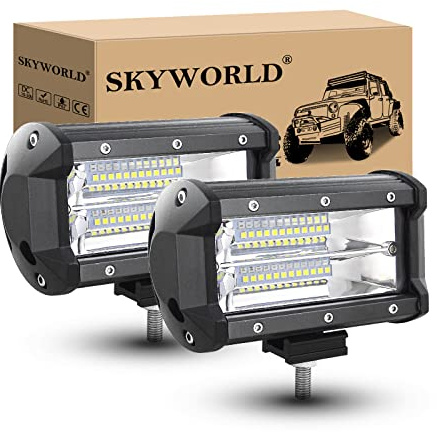 SKYWORLD 2 Pcs Arbeitsscheinwerfer 5 Zoll 13 cm 72W Led Arbeitslicht | 12V 24V Flood Offroad Scheinwerfer Zusatzscheinwerfer für 4x4 Auto Traktor Offroad SUV UTV ATV, 6000K Rückfahrscheinwerfer