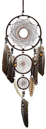 Traumfänger Handgemachte 3 Ring mit Perlen Natur Federn Indischen Auto Wandbehang Ornament Netz für zu Hause Wohnzimmer Dekor