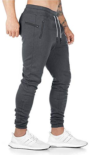 SOMTHRON Herrbyxor cargo-chino jeans, sportbyxor lediga fritidsbyxor, elastisk midja, byxor, smal passform, träningsbyxor joggingbyxor bomull, fitness, cargobyxor med fickor, Grå-ny, XL