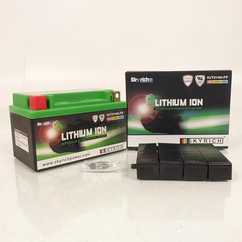 Batterie Lithium Skyrich compatible avec Moto Kawasaki 1000 KLV 2004 à 2006 YTX14-BS / HJTX14H-FP / 12V 4Ah