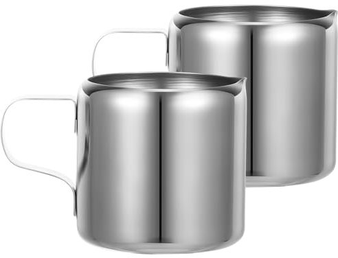 HEMOTON 2 Stücke 60ML Mini Milchkännchen Edelstahl Espresso Kännchen Milchschaumkännchen Espresso Milch Aufschäumen Krug Kaffeetasse Milchkanne Sahnekanne Milchkaffee Krug für Milch Soja Kaffee