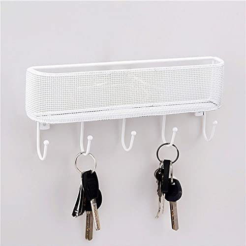 Briefhalter Wandhaken Organizer Schlüsselaufhänger Vintage Briefhalter Schlüssel Lagerregal Edelstahl Mesh/Korb Netz/Gewebe,Korb Netz,Weiß,10x1.6x4 Zoll
