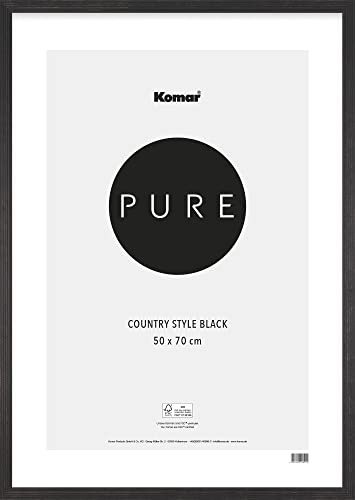 Komar Bilderrahmen Holz Country Style Black 50 x 70 cm - mit hochtransparentem bruchsicherem Kunststoff/Acrylglas - schwarz - Fotorahmen, Wandrahmen - BI-5070-CS-B