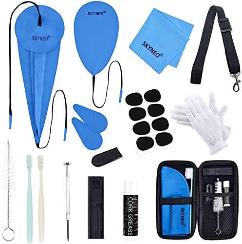 SKYNEO Saxophone Cleaning kit, Clarinet Cleaning Kit with Maintenance Kit,Cork Grease,Swab,Strap,Cleaning Cloth,Thumb Rest,Reed Case,Mouthpiece Brush and More