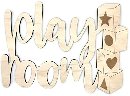 Letrero Infantil para colgar en la habitación | Cartel de Madera 5mm de grosor | Perfecto para decorar la habitación de juegos de los más pequeños (Play Room)