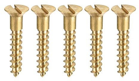 sourcing map 100 Stück Holzschrauben M3,5 x 20mm Flachkopf Blechschraube aus Messing mit Schlitz