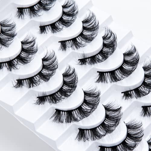 Leipple 8D Falsche Wimpern Set, 8 Paare Wiederverwendbar Natürlich,QZ-35 | Natürlicher Augenmake-up Look, Wiederverwendbare künstliche Wimpern, Geeignet für Alltag, Party und Besondere Anlässe