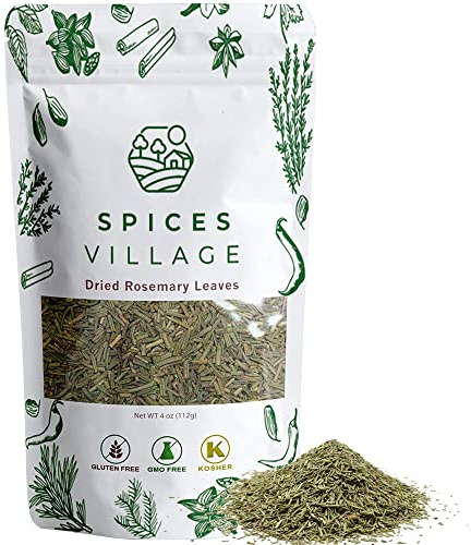 SPICES VILLAGE Rosemary Dried, Rosemary Herbs Dried, Cut & Sifted Pure Mediterranean Seasoning - Kosher, Gluten Free, Vegan, Non GMO, Resealable Bulk Bag