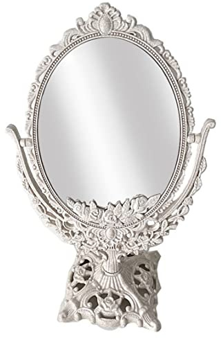 Hilai Ovaler Tischspiegel Vintage Swivel Make up Spiegel mit Ständer Antike Dekoration Für Ankleidebad Handspiegel
