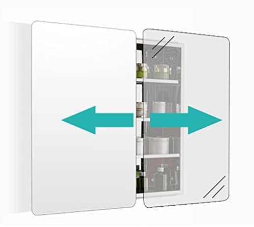 Generic Medizinschrank aus Edelstahl, versteckter Aufbewahrungsschrank zum Schminken/Rasieren Schiebespiegelschrank for den Einsatz in Nass-/Trockenbädern, Einbau- oder Oberflächenmontage