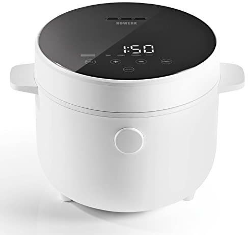 N8WERK Digitaler Reiskocher 2 Liter Fassungsvermögen | 5 Programme | Touch-Display | ohne Anhaften & Überkochen | automatische Warmhaltefunktion & Überhitzungsschutz | inkl. Dampfgarer-Einsatz