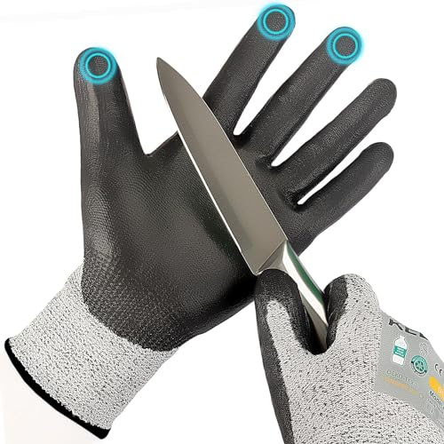 Kebada Cut Resistant Gloves, ANSI A2 Cutting Glove, PU Coated, Touchscreen, Multi-Purpose Model C2, 1 Pair, Large