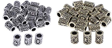 DUUDAH DIY Perlen Schmuck Kunst Handwerk Handwerk Handwerk Zubehör 48 Stück Wikinger Perlen Barthaarperlen Haarperlen für Haar Bart DIY Halskette 1,3 x 1 cm