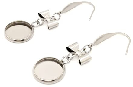 VILLCASE Lot de 20 Plateaux Boucles D'oreilles en Acier Inoxydable Argenté Légers pour Création Bijoux Diy, Diamètre 25 Mm, Saint-valentin et Soirées Masquées